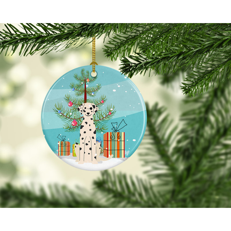 Ornement en céramique pour fêtes gascon saintongeois, Dalmatien beige