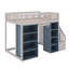 Lit mezzanine double avec armoires et rideau