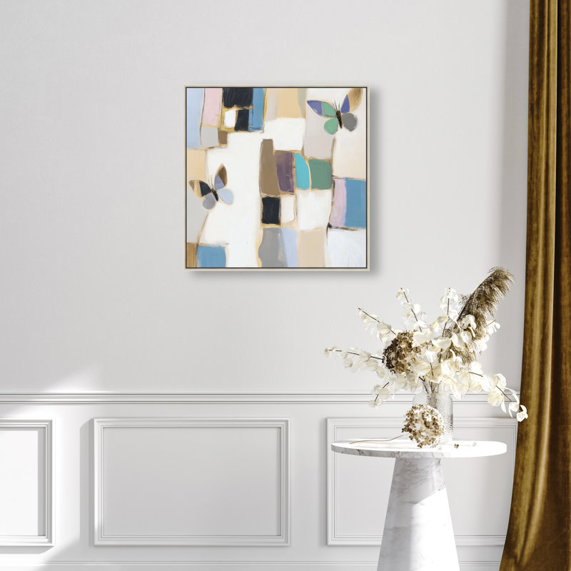 Bejewelled Butterflies Canvas Abstract Print by Oliver Gal, Black Frame, 12 x 12, 25"H x 25"W, Silver Frame
