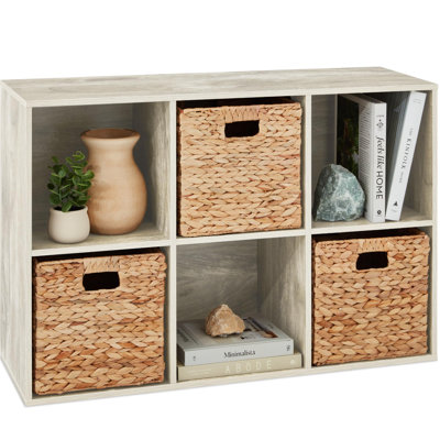 6-Cube Storage Organizer, 13.5in Shelf Opening, Bookcase, Display Shelf, Customizable w/ 3 Removable Back Panels