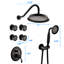 Douche de luxe en noir mat - 4 jets pour le corps, tête de douche à jet réglable, valve incluse