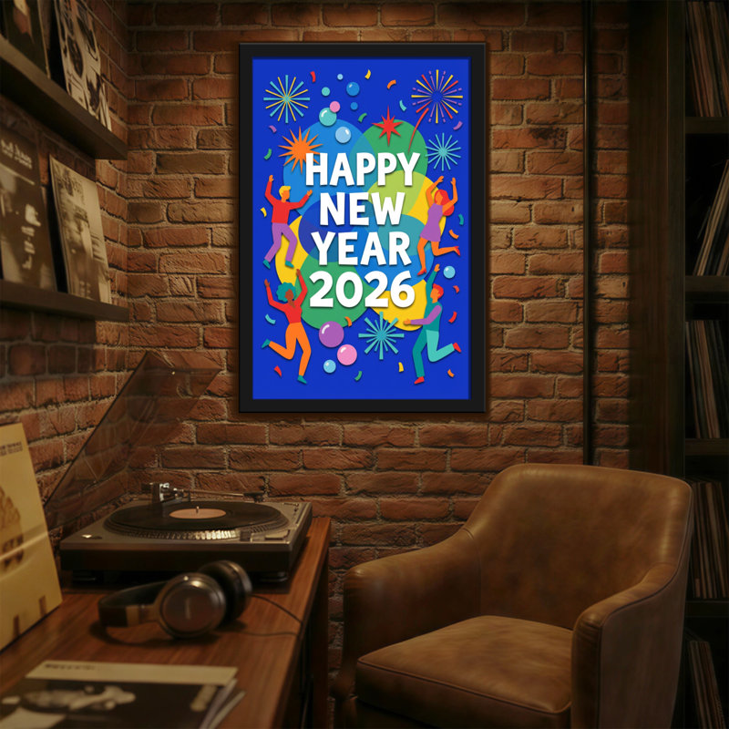 Fashion Happy New Year 2026 Celebration Design, H 18 po x l 12 po