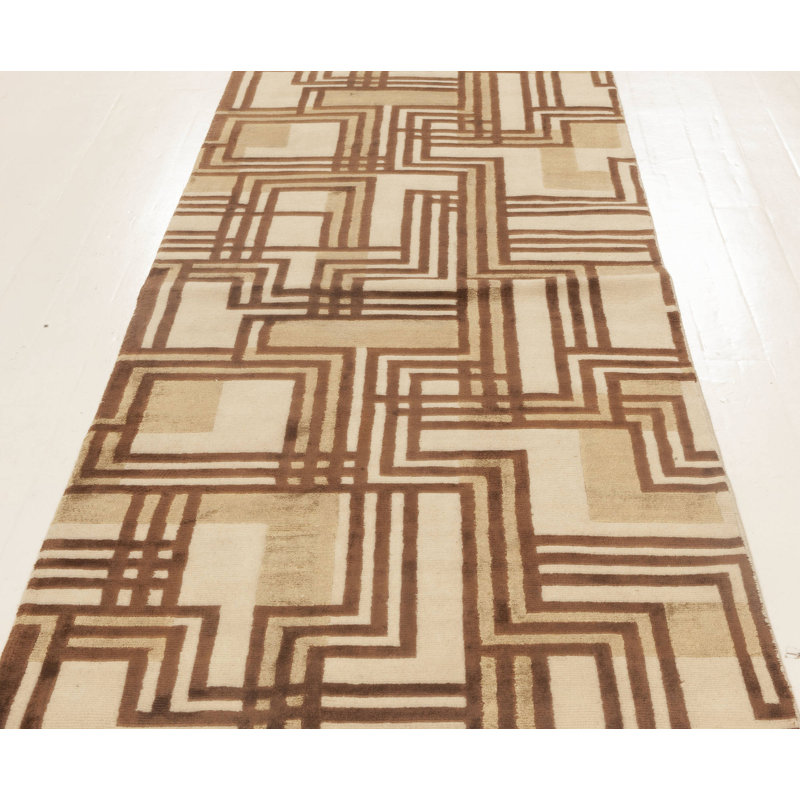 Modern One-of-a-Kind Runner 2'7" X 15'8" Hand Knotted Area Rug