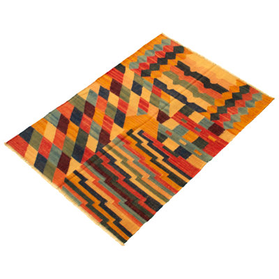 One-of-a-Kind 4'2" X 6'1" New Age Wool Area Rug in