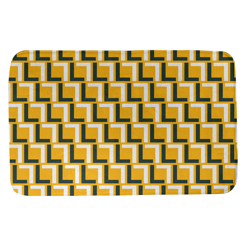 Tapis pour salle de bain Baltimore, l 17 po x L 24 po, Or / vert foncé / blanc