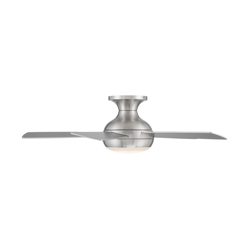 Odyssey 5- Blade Smart Flush Mount Ceiling Fan with Remote Control and LED Light Kit Included, Brushed Nickel, 44"