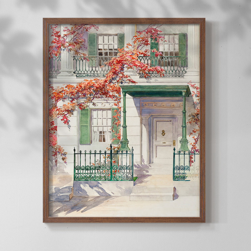 «Vintage Landscape LXII» sur papier, Noyer, H 10 po x l 8 po