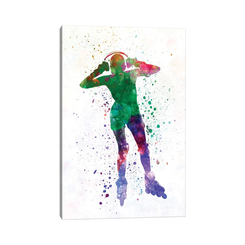 Woman in Roller Skates Iin Watercolour IV 1 Piece Wrapped Canvas Painting, 66.04 cm H x 45.72 cm W