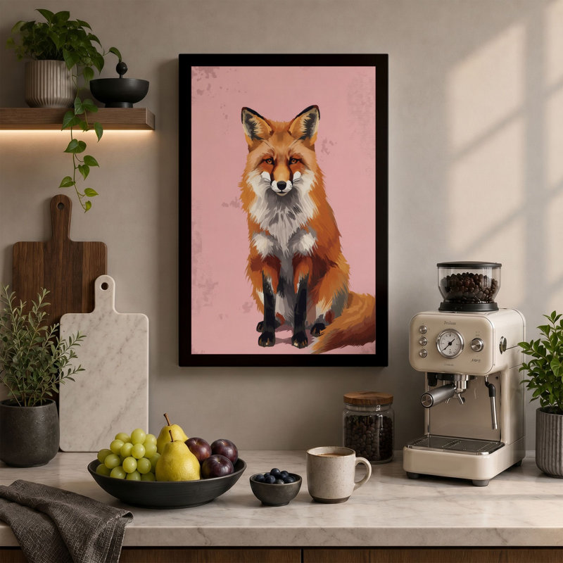 Fox Portrait Modern - Wrapped Canvas, 24x16 - 61.0 x 40.6 cm, Terracotta Border