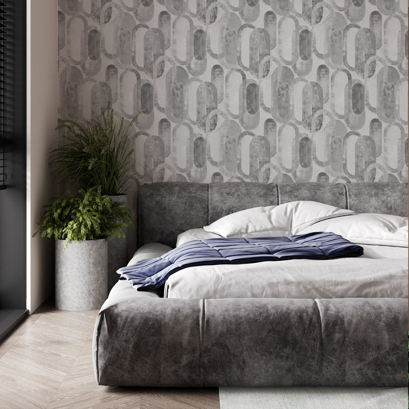 Sublime Geometric Vinyl Metallic Wallpaper Double Roll, Gray