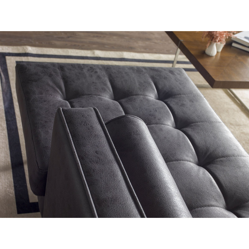 Canapé modulaire à méridienne rembourré Rycroft, Gris zen