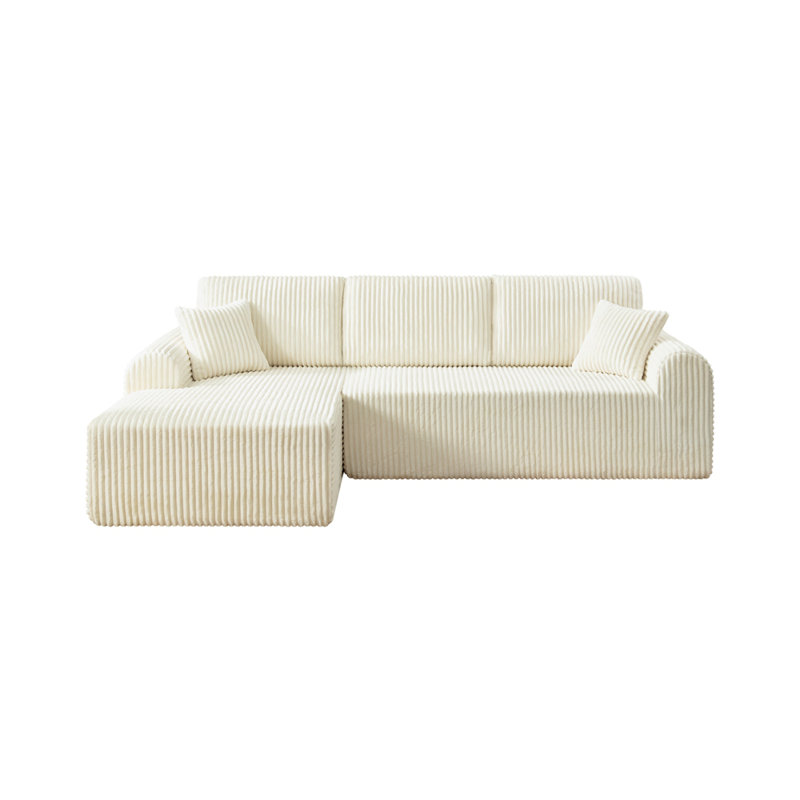 Canapé modulaire 109 po avec méridienne en forme de L et canapé modulaire 109 po., Blanc