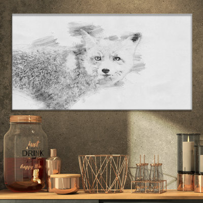 Black and White Fox - Wrapped Canvas Print