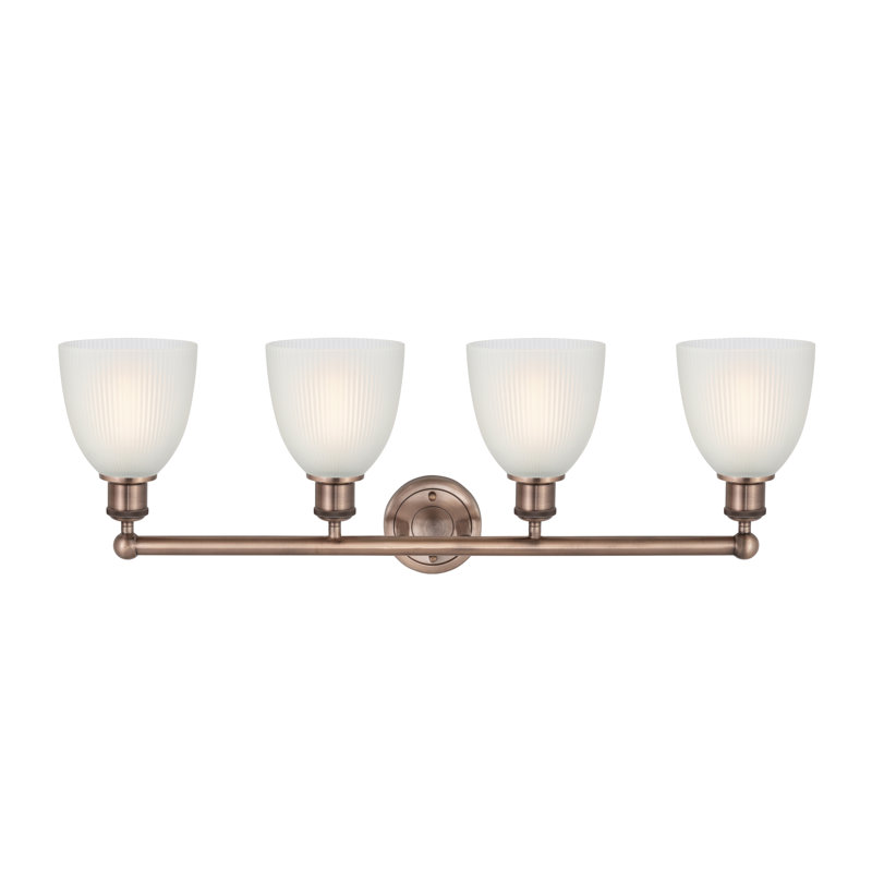 Éclairage pour meuble-lavabo 4 lumières 33 pouces Philomene, Blanc, Cuivre antique