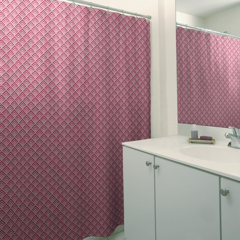 Rideau de douche simple à rayures katelyn elizabeth geometric dégradé, Rose foncé / blanc