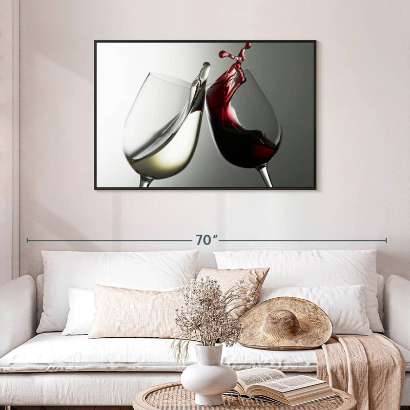 Blanc et vin rouge, Cadre flottant noir, 40 po x 27 po