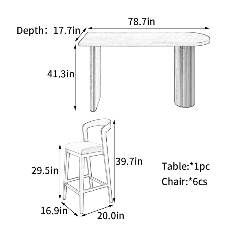 Curlee, 41.3"H x 78.7"L x 17.7"W
