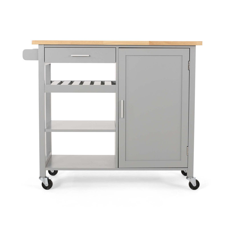 Chariot de cuisine en bois massif, Gris