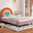 Upholstered Platform Bed with Rainbow Design