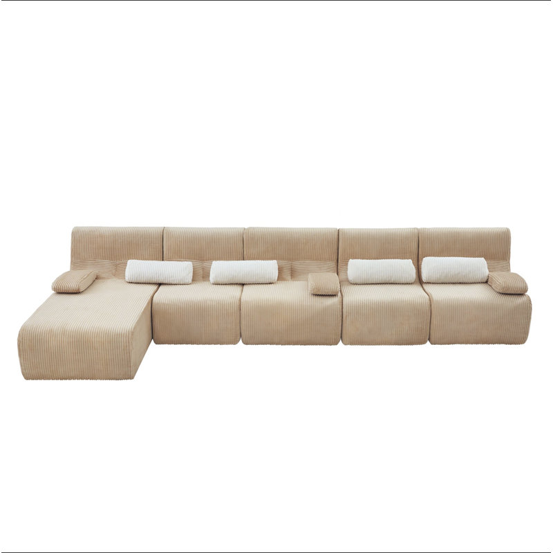 Canapé surdimensionné surdimensionné de 161,8 po Canapé en forme de L Canapé, Velours côtelé beige