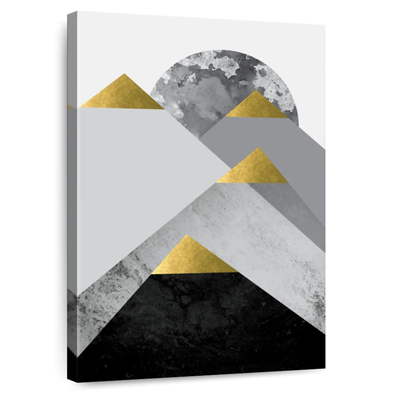 Avery Black Grey Gold Mountains III, 39" H x 26" W