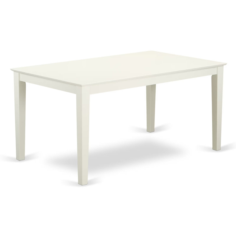 7 Piece Dining Room Table Set Consist of a Rectangle Wooden Table and 6 Linen Fabric Kitchen Dining Chairs, 36x60 Inch, Linen White