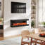 Foyer électrique mural à 3 côtés avec manteau de cheminée flottant, télécommande réglable-164550673-144932616