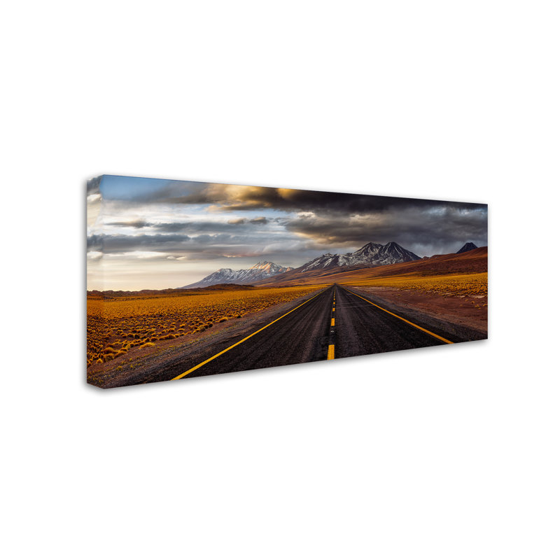 Art mural sur toile tendue - Adhemar Duro «Yellow Road» pour décoration de salon, de chambre à coucher ou de bureau - 10 x 24