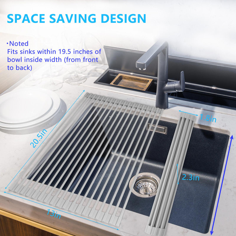 Anti-slip Silicone Dish Drying Rack Over The Sink, Heat-resistant