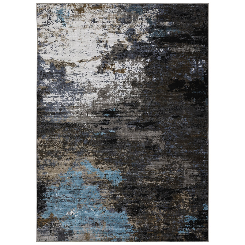 Modern Abstract Machine Washable Non-Slip Rug, Non-Shedding Contemporary Accent Rugs, Low Pile Indoor Carpet for Living Room, Bedroom
