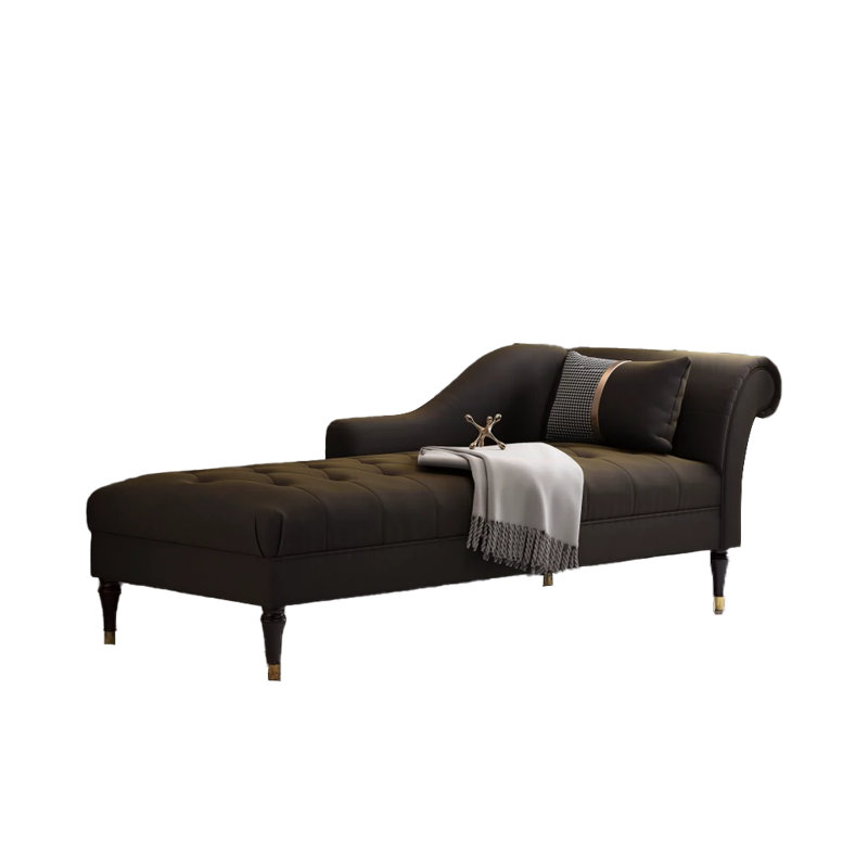 Chaise longue en velours Yucheng, Velours brun foncé