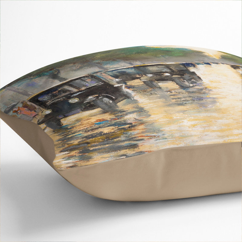 Road In Berlin Square Throw Cushion, 40cm H x 40cm W x 15cm D, Stone