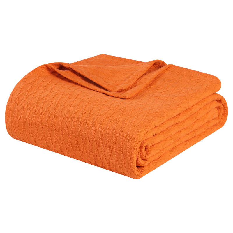 Jeté toutes saisons 100% coton Diamond Weave, Jeté, Orange brûlé