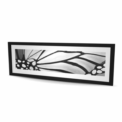 Monarch Wings Closeup - Black Framed Matted Print for Decor