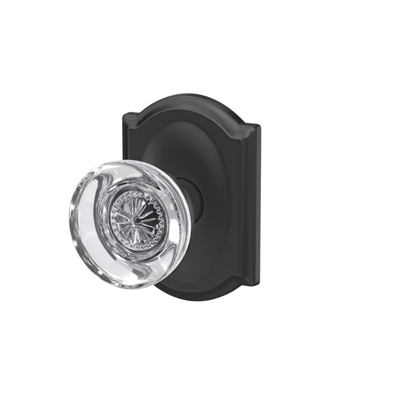 Custom Hobson Hall-Closet and Bed-Bath Glass Knob with Camelot Trim, Matte Black