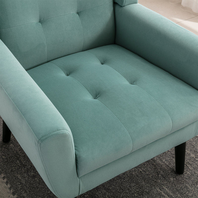 Fauteuil d'appoint Bolanle, Velours vert menthe