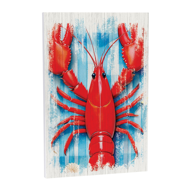 Coastal Wooden Wall Art Lobster 16x24"