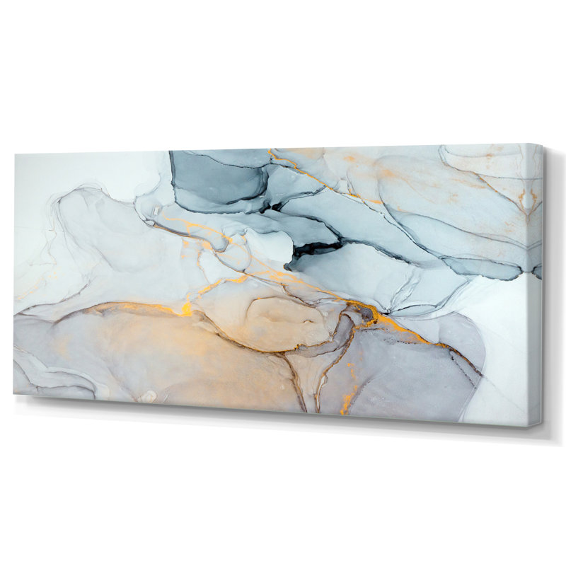 Luxry Blue and Grey Marble Ripples II - impression sur toile, H 8 po x l 12 po x P 1 po, Toile tendue