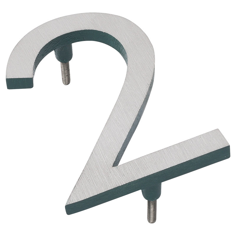 Numéro de maison à fixation flottante 6 po, Nickel satiné / vert chasseur, 2