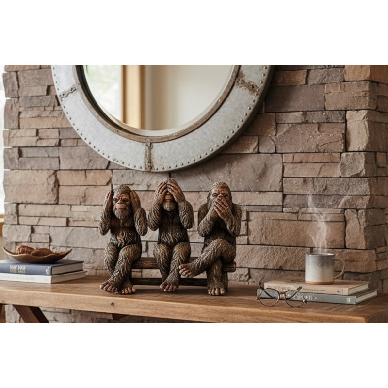 Figurine en résine Three Wise Bigfoot See No Evil Hear No Evil Speak No Evil