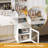 Makeup Vanity Desk with Mirror & 3 Light Colors Available, Modern Bedroom Dressing Table, White-31079101