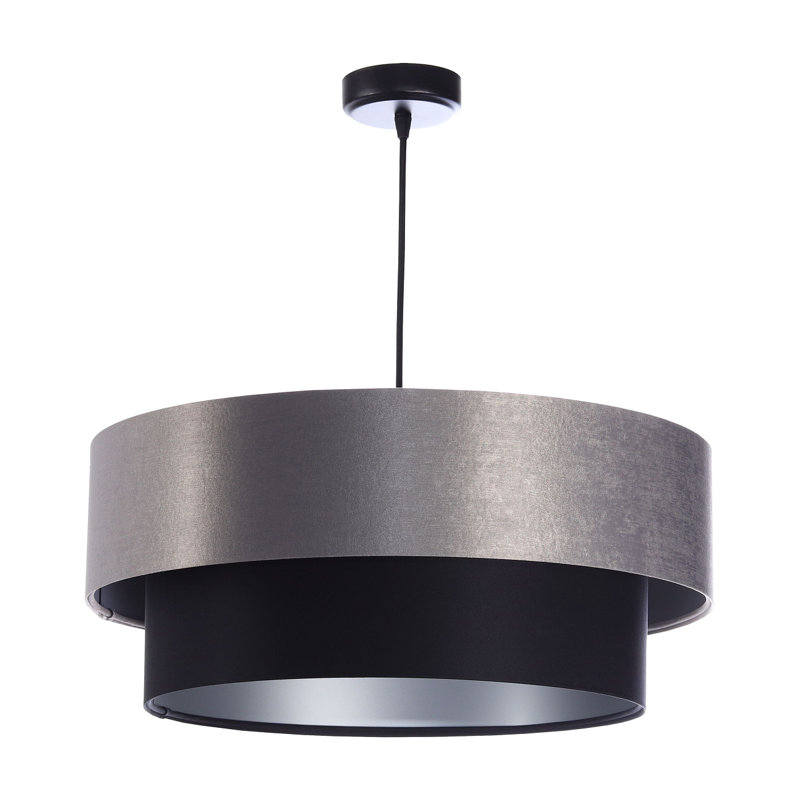 Enfield 1 - Light Silver Drum Pendant, Silver, 107cm H x 40cm W x 40cm D