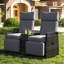 Chaise de patio avec angle réglable et sièges confortables - utilisation extérieure à long terme, coussins, housse, convient au jardin de balcon-1033233909