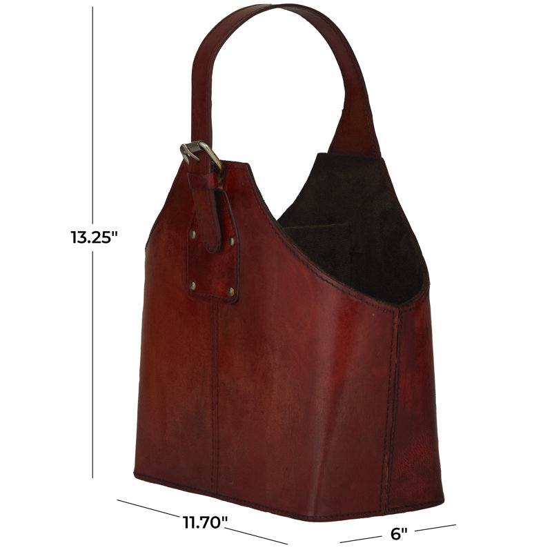 Porte-bouteilles en cuir fait à la main avec 2 bouteilles, Rouge, H 13,25 po x l 6 po x P 11,70 po