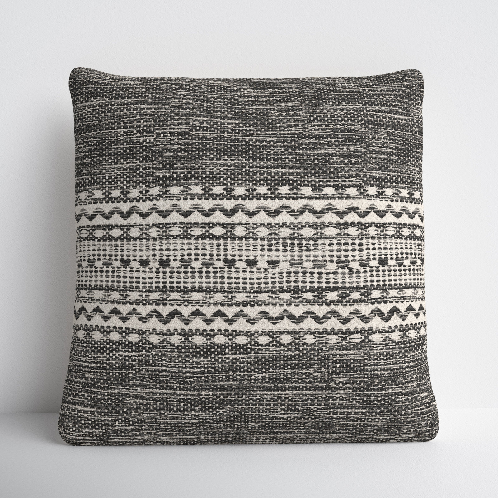 Julian Geometric Cotton Throw Pillow, Black/Charcoal, 20" x 20", Pillow Cover Only - No Insert