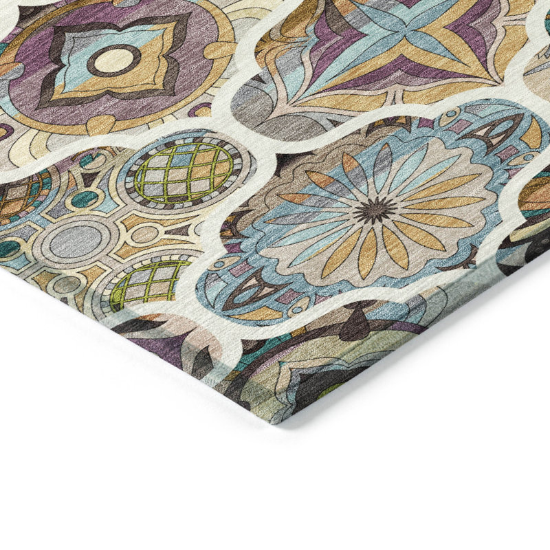 Machine Washable Indoor/Outdoor London ACN2257 Panels Rug, Rectangle 9' x 12'