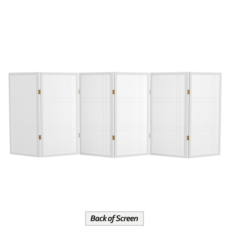 Keitez 3 ft. H Short Folding Shoji Screen, White, 6