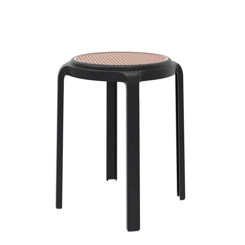 Tabouret rond en plastique empilable Alysoun, Noir