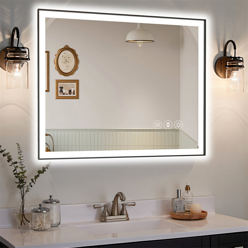 40X32 Inch Frameless LED Bathroom Mirror, 32" H x 40" W