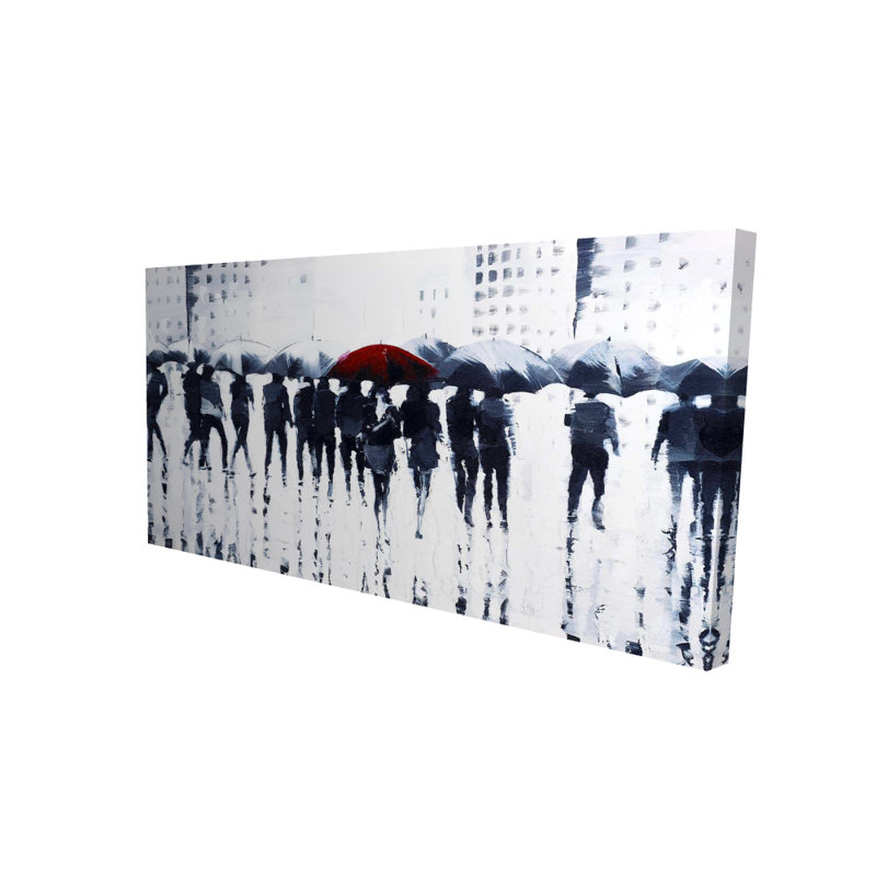 Silhouettes marchant sous la pluie - Toile moderne | Décoration intérieure